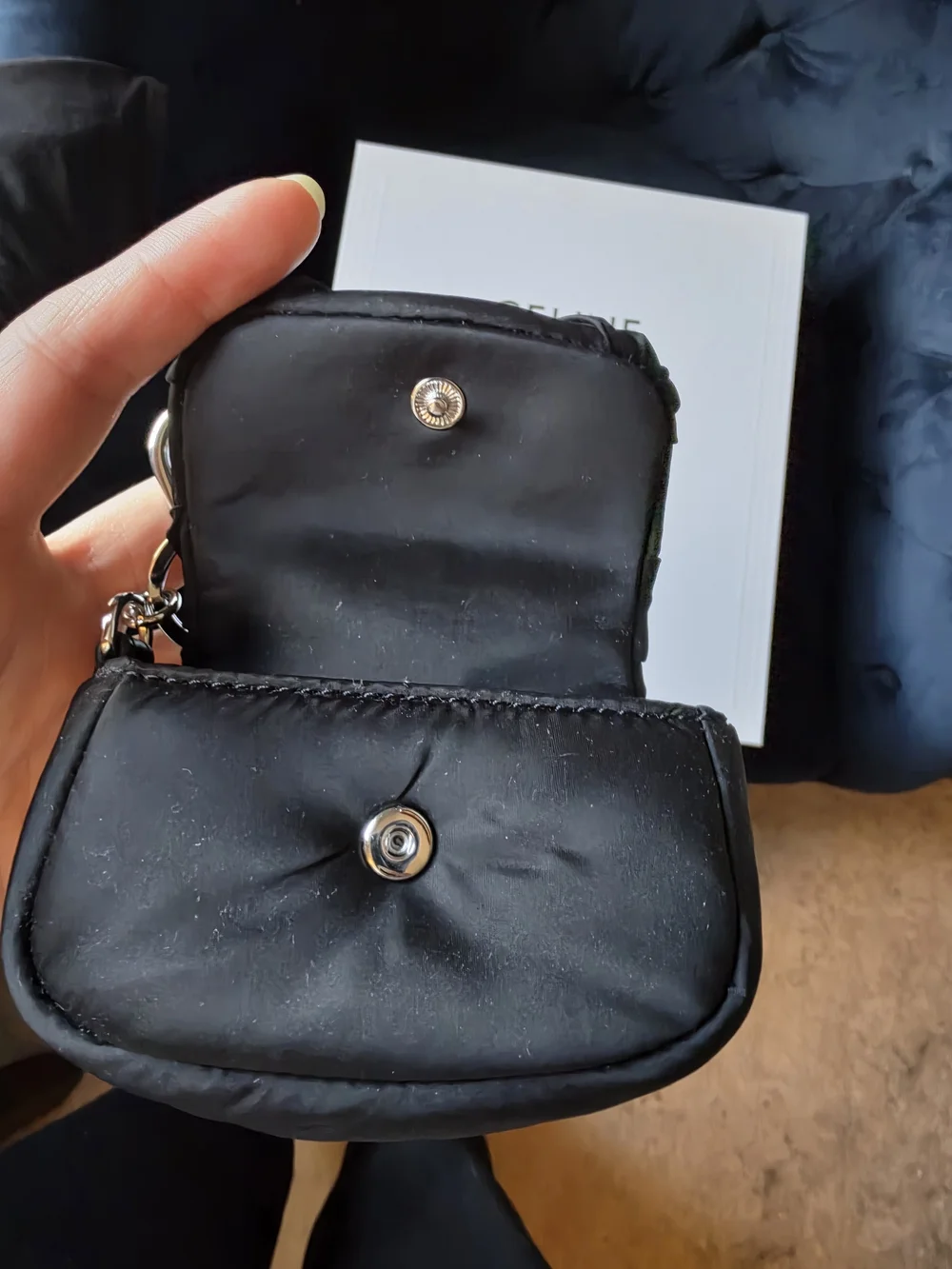 Tory Burch Black Keychain Airpods Pouch New W/o Tags